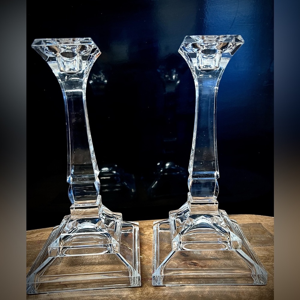 Stunning Vintage Art Deco St.George Crystal Candle Hokders